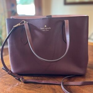 Kate Spade Harper Satchel Cherrywood Leather Bag with crossbody strap